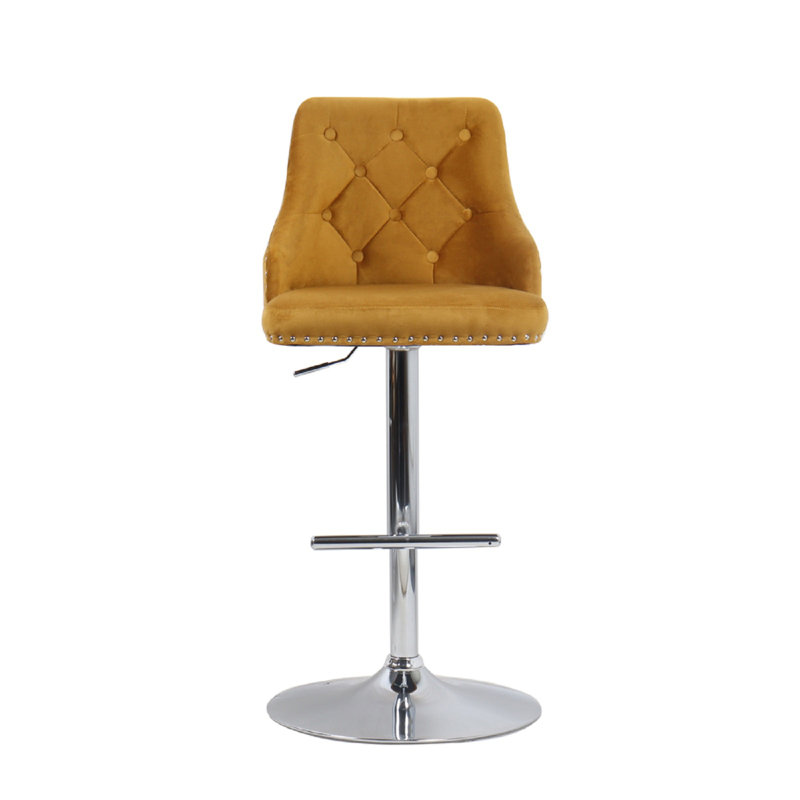Pari Swivel Upholstered Adjustable Height Counter Stool with Metal Frame, Mustard