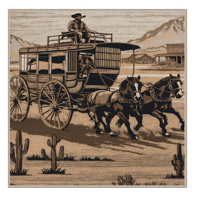 Machine Washable Transportation Brown Area Rug