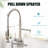 Double-Head Stainless Steel Kitchen Faucet With Pull-Down Nozzle, Single Handle High-Pressure Kitchen Sink Faucet-113377780