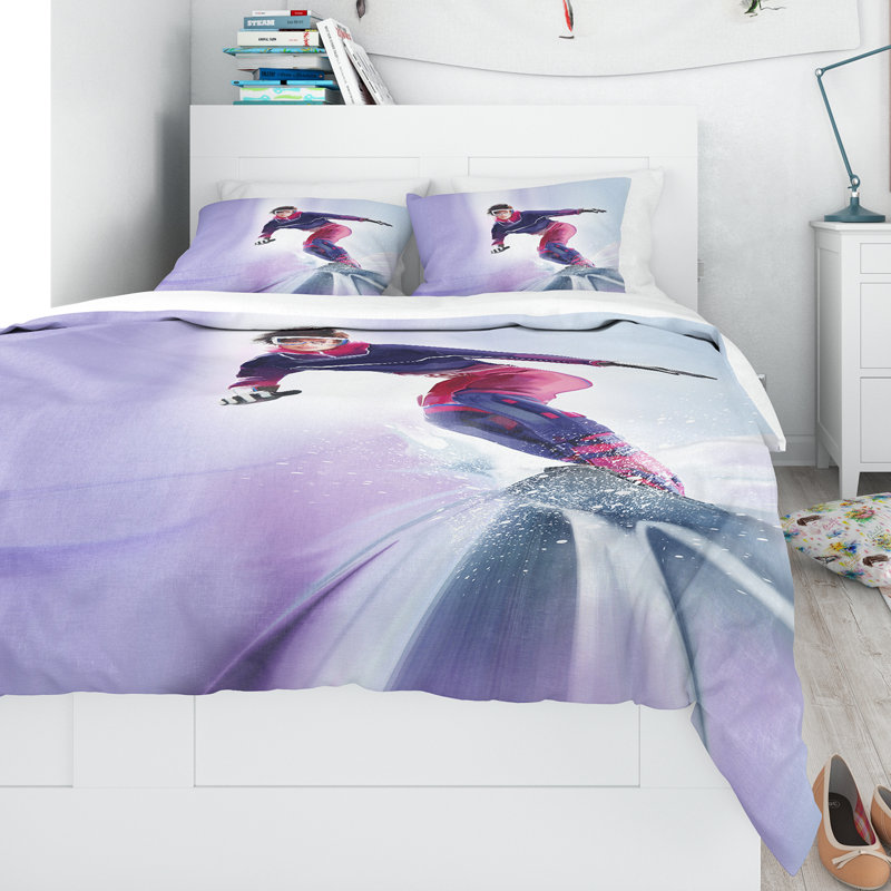 Ensemble de housse de couette pour snowboard designart pretty féminin, Twin Duvet Cover + 2 Shams