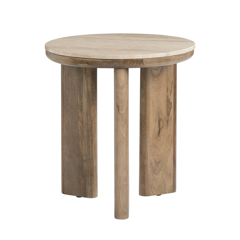 Table d'appoint ronde en bois brun
