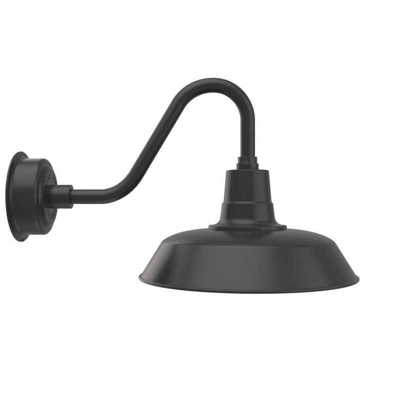 Luminaire de grange d'extérieur à DEL Haleigh, H 14,38 po x l 16 po x p 24,25 po, Noir mat
