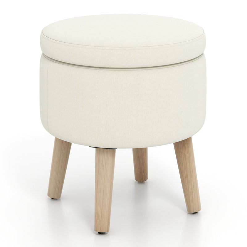 Repose-pieds rembourré Bithiah, 100 % lin beige