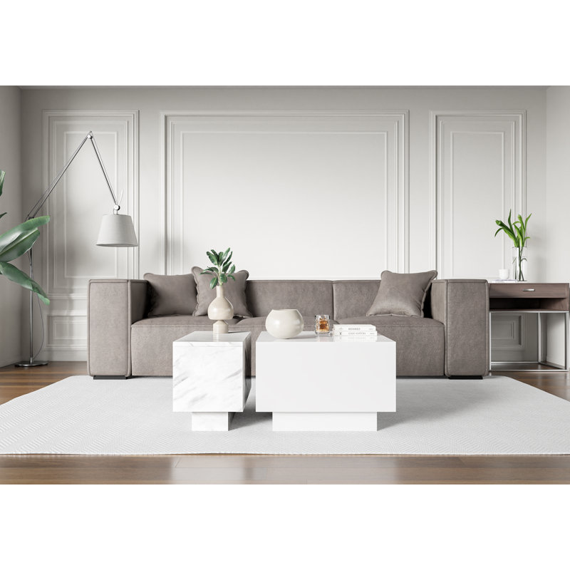 Coffee Table Caoilainn with Storage Compartments, 40cm H x 30cm L x 60cm W, White