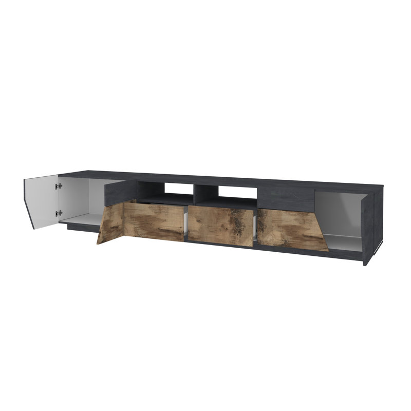 Unfinished TV Stand for TVs up to 88", Slate/Maple Pereira