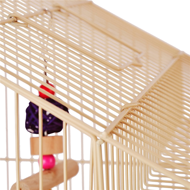 159cm Iron Pointed Top Floor Bird Cage with Wheels, Almond