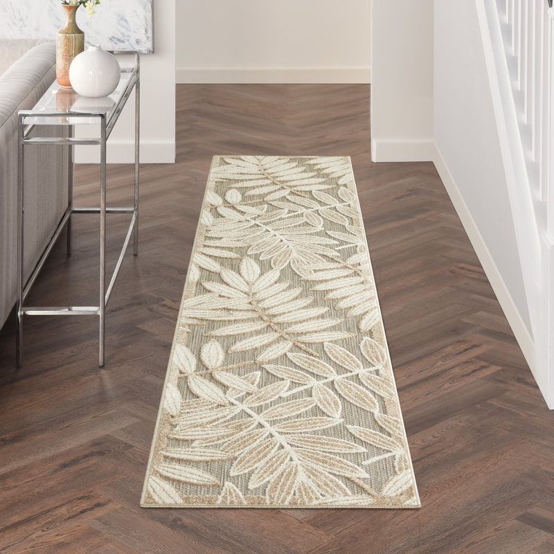 Tapis à motif floral moderne et naturel Newton, Tapis de couloir 2 pi 3 po x 10 pi