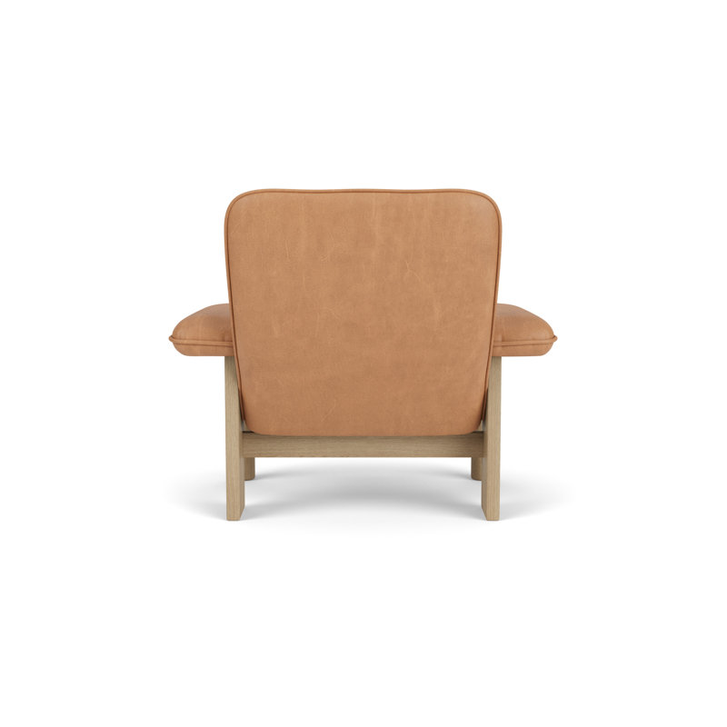 Brasilia Lounge Chair, Dunes 21004 Camel Genuine Leather, Natural Oak