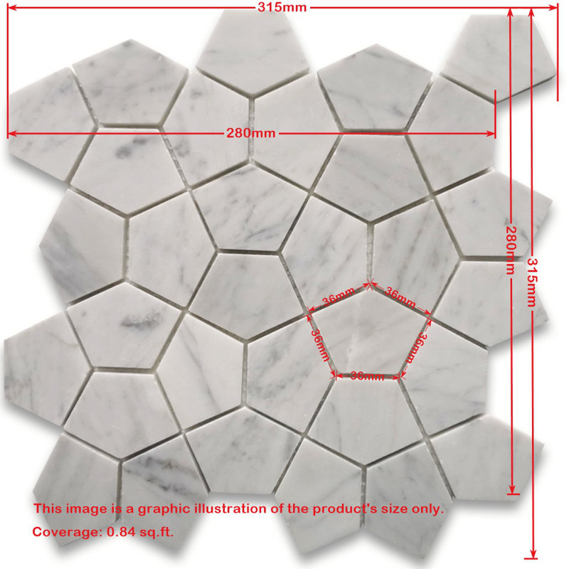 11" x 11" Marble Random Mosaic Wall & Floor Tile