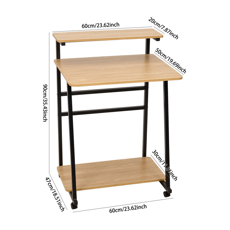 3-Tier Computer Desk with Wheels