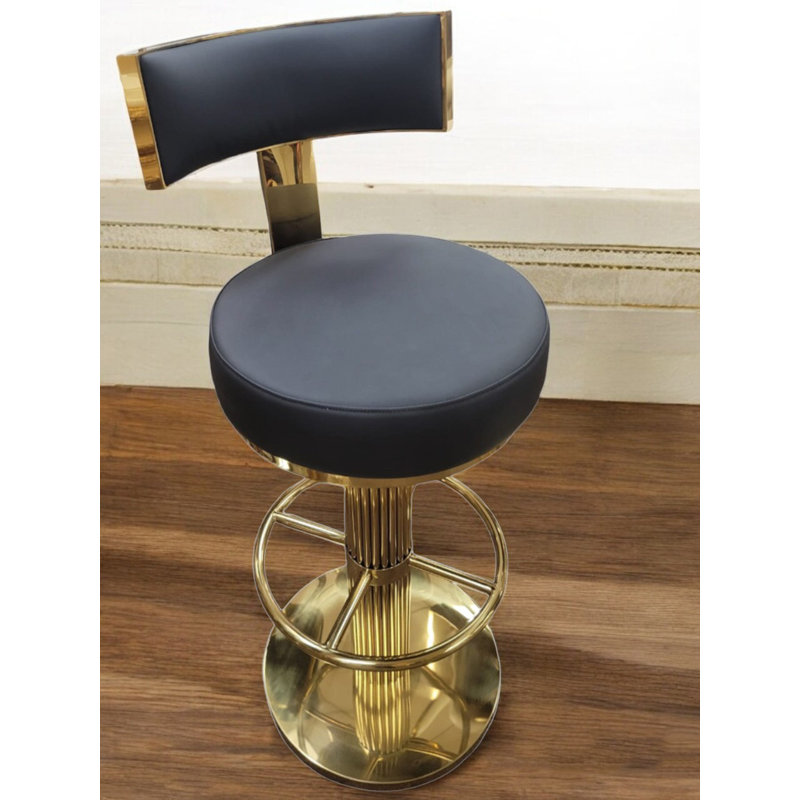 Fabrizio Upholstered Adjustable Stool, Black