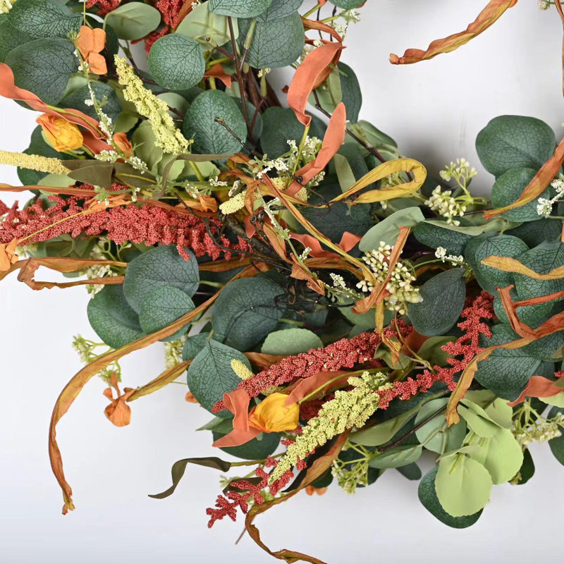 26" Artificial Fall Thanksgiving Eucalyptus Berry Front Door Wreath