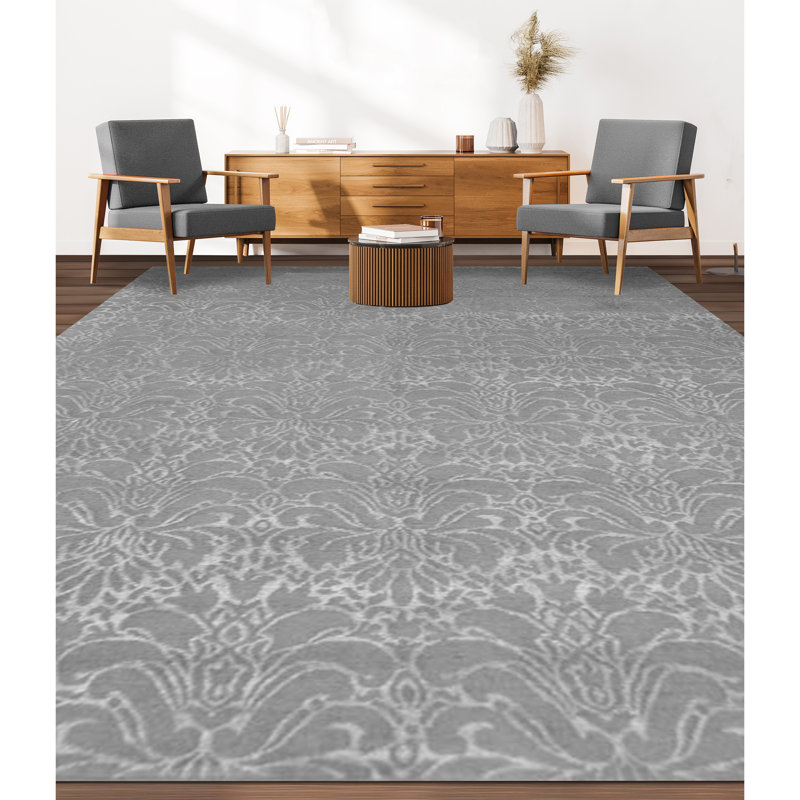 Hand-Knotted High-Quality Silver and Gray Area Rug, Rectangle 6' x 9'