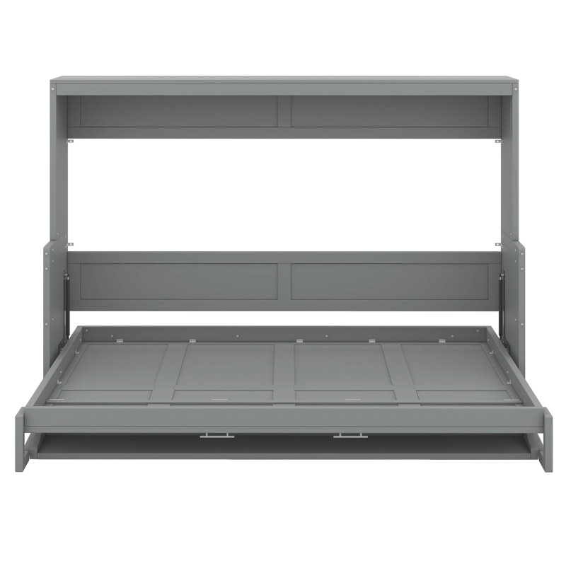 Mihoko Murphy Bed Cabinet with Display Shelf, Gray, Queen