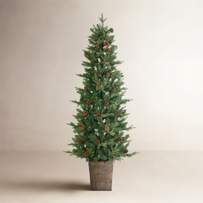 6 ft. Pre Lit Warm White LED Potted Natural Cut Georgia Pine