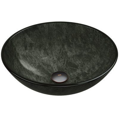 Giovanni Glass 17" L 17" W 6" H Round Vessel Bathroom Sink