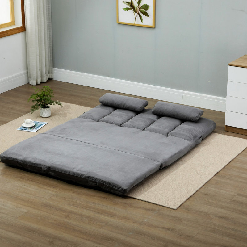 Fauteuil convertible, Polyester bleu, H 23,5 po x l 40,25 po x P 28,75 po