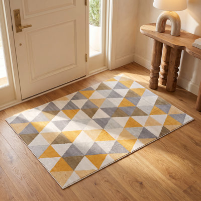 Tapis jaune à motif abstrait Ayo