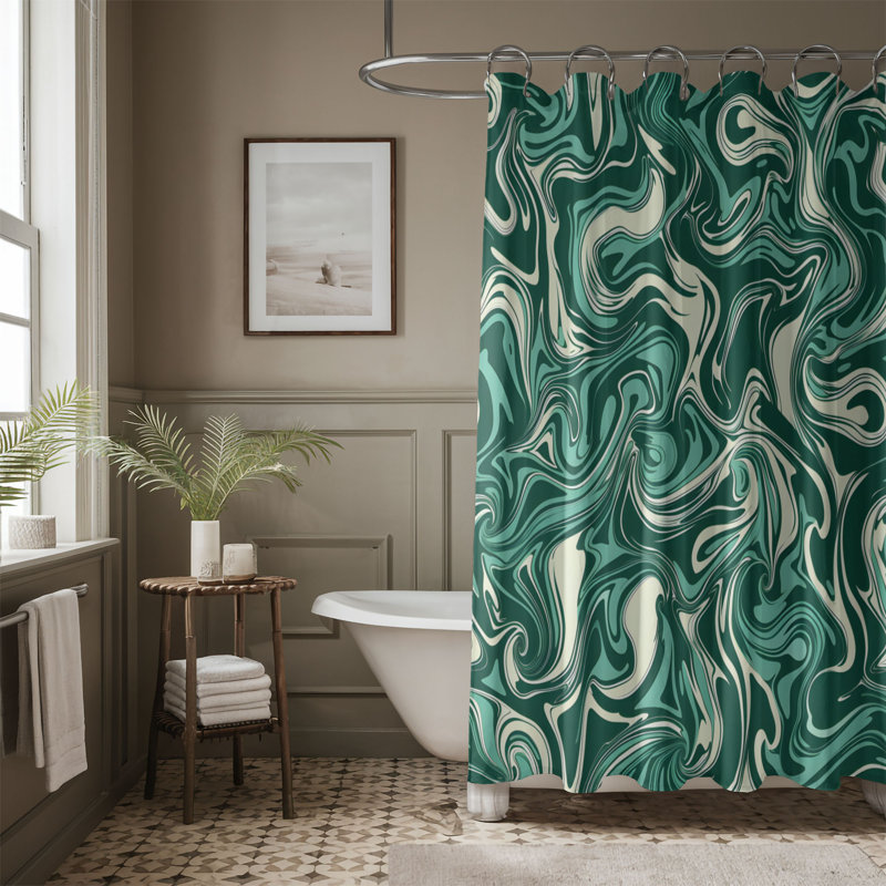 Susette Abstract Shower Curtain, 74"H x 71"W