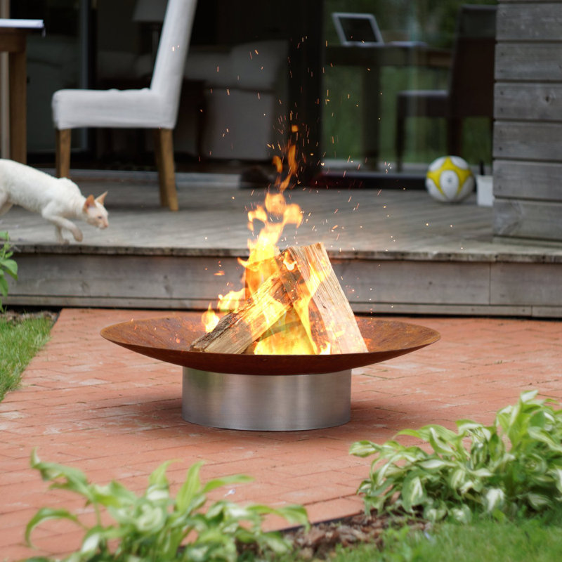 Sala Round Stainless Steel Wood Burning Fire Pit, 14cm H x 58cm W x 58cm D