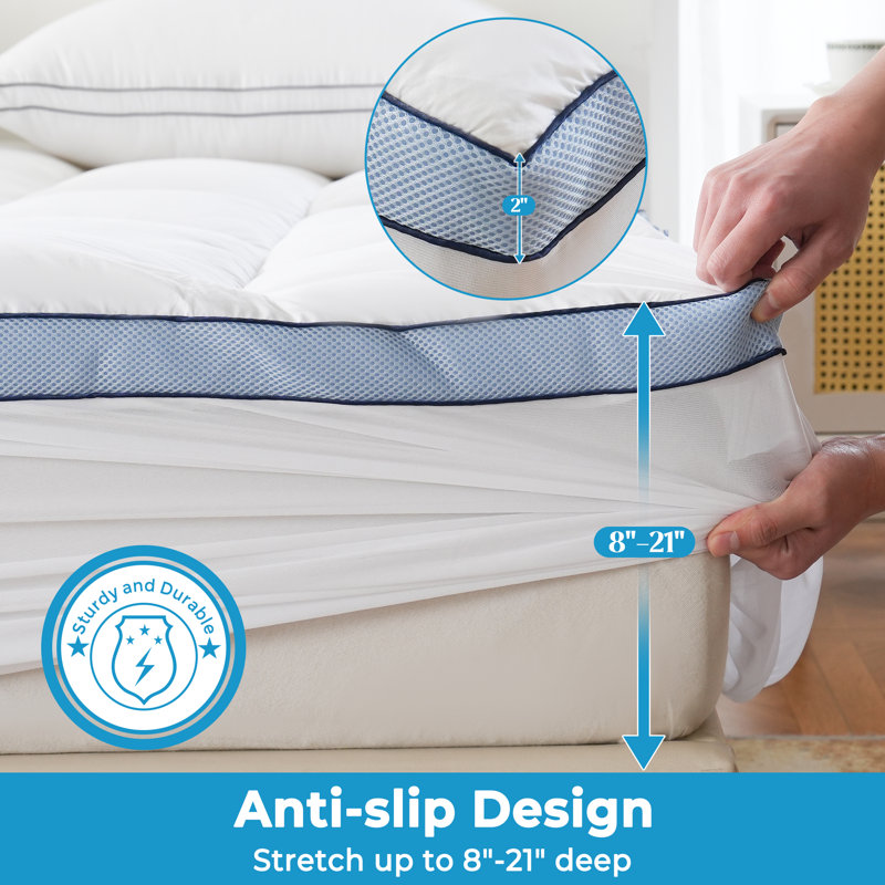 Lilwenn 2" Down Alternative Skin Friendly Luxury Hotel Mattress Topper, King