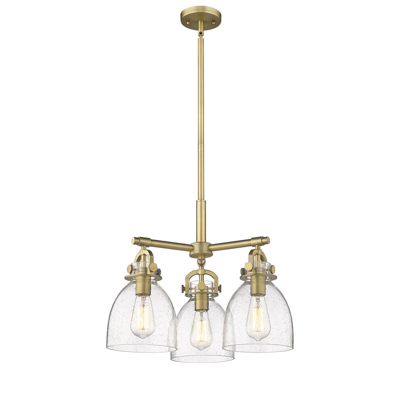 Luminaire suspendu sur tige 7 lumières Sloatsburg, Laiton brossé, Bullé