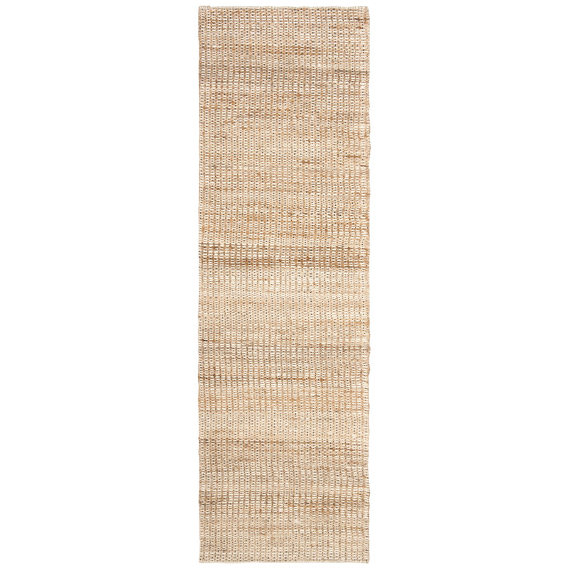 Tapis tissé à la main en jute / coton naturel / ivoire Zaragoza, Tapis de couloir 2 pi 3 po x 10 pi