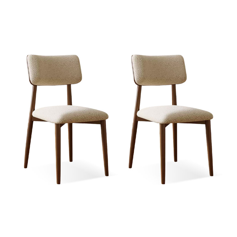 Beige-white+Nut-brown Solid back side Chair(Set of 2)