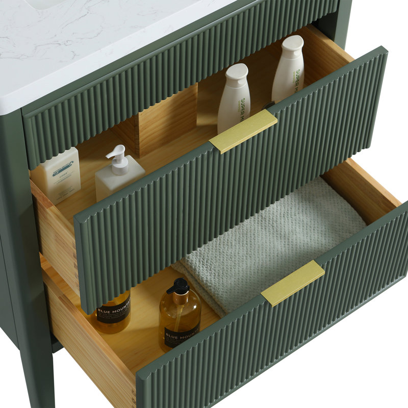 Meuble-lavabo autoportant à simple cuve, 30", Vert