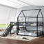 Lit superposé double en métal avec escalier de rangement, glissière, rails de sécurité, noir-1838132193