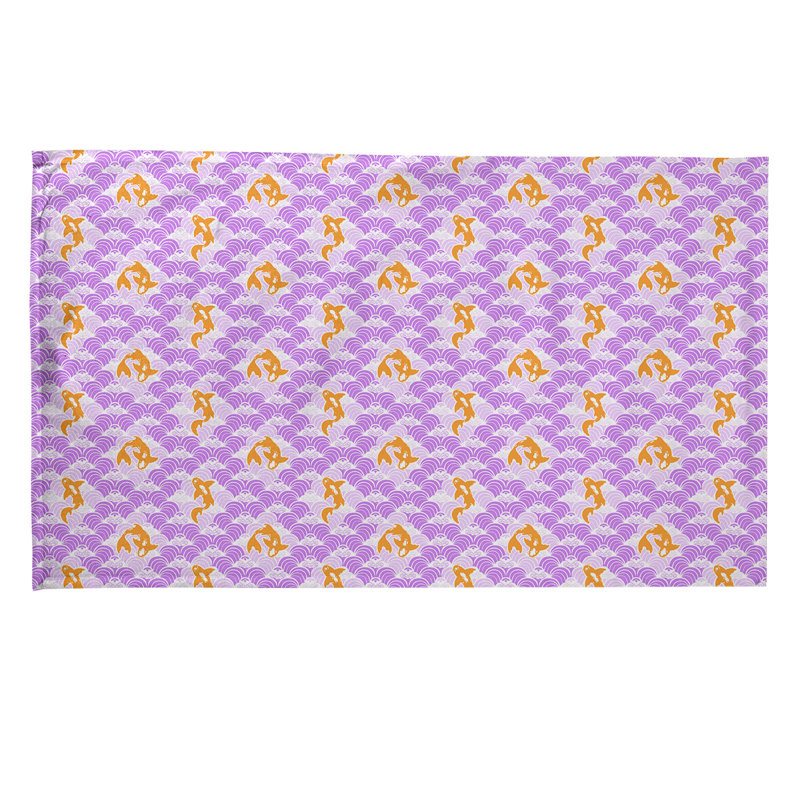 Serviette à thé ondulations koi fish Mcguigan, Mauve, Sergé de coton