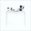 Bureau de meuble-lavabo avec tiroir - table de maquillage moderne avec façade festonnée et poignée dorée, bureau d'écriture compact avec 4 pieds robustes pour la chambre à coucher, petit bureau à domicile et appartement, sans miroir inclus