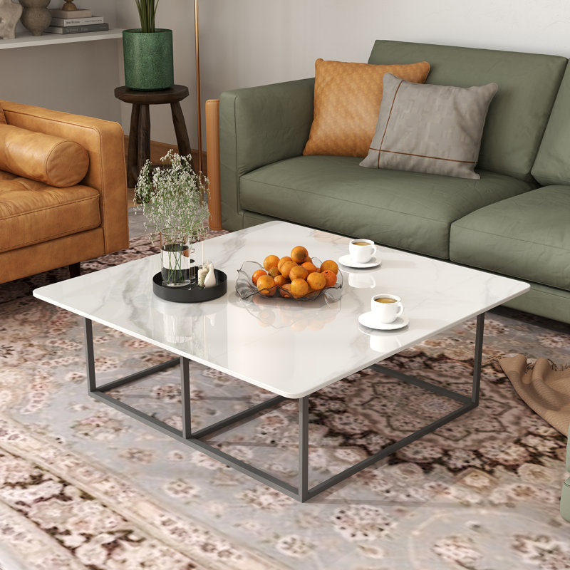 Plateau de table en pierre frittée à bord carré, H 0,43 po x L 31,49 po x l 31,49 po