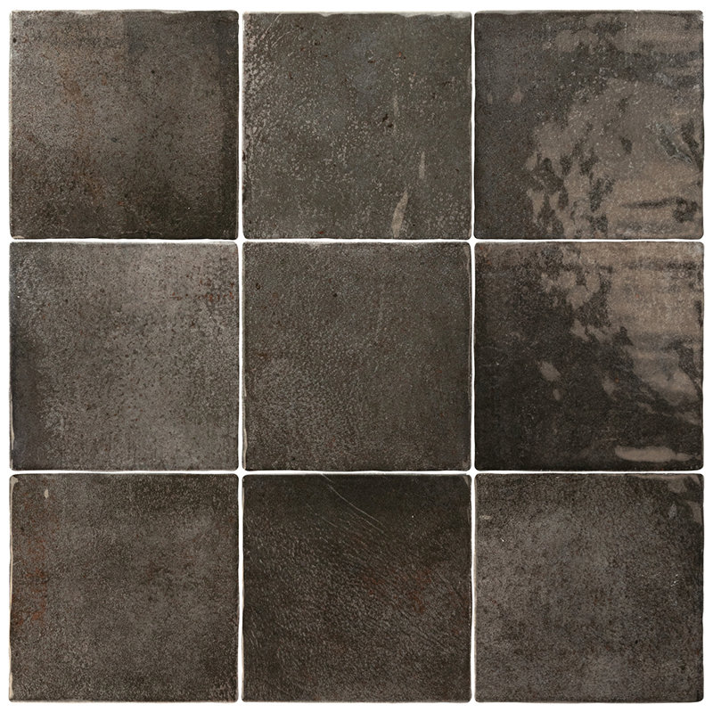 The Tile Life Vela 4" x 4" Glossy Porcelain Wall Tile, Suie