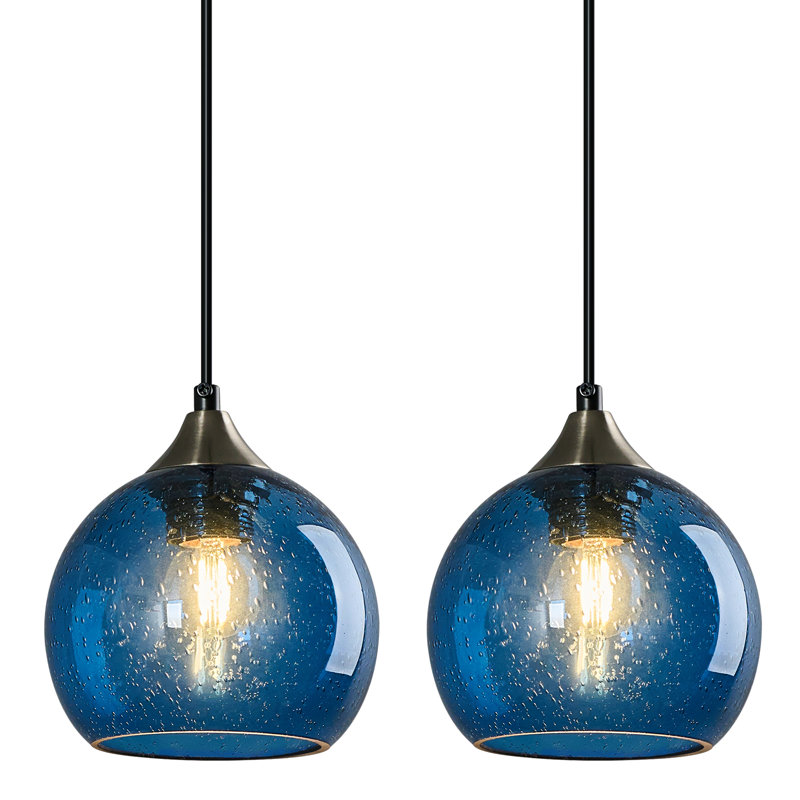 Luminaire suspendu moderne pour îlot de cuisine Dariyon, Bleu, H 4,92 po x l 5,9 po x P 5,9 po