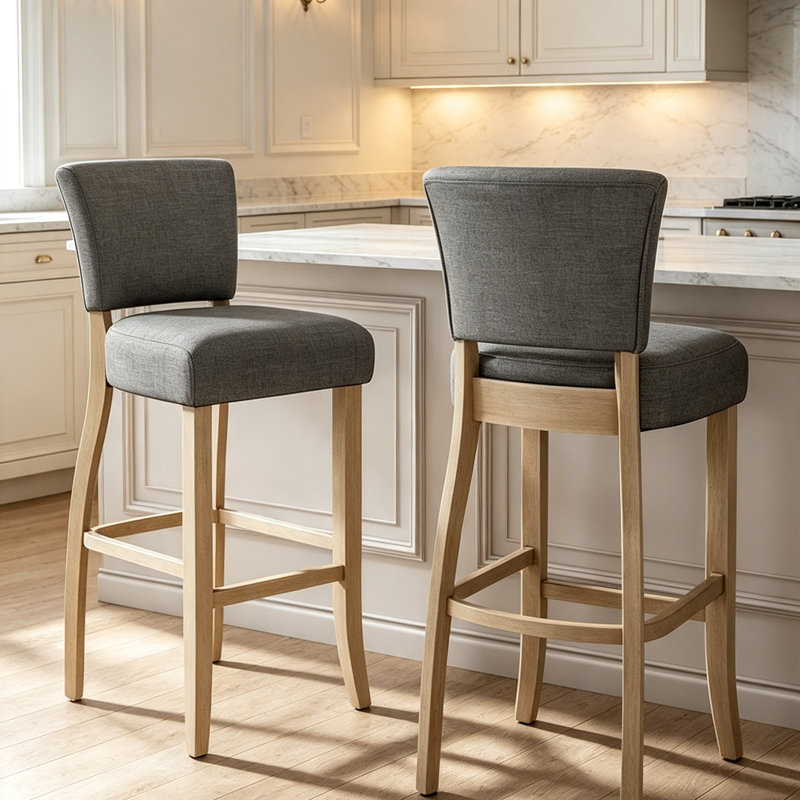 Counter Stool with Solid Wood Frame