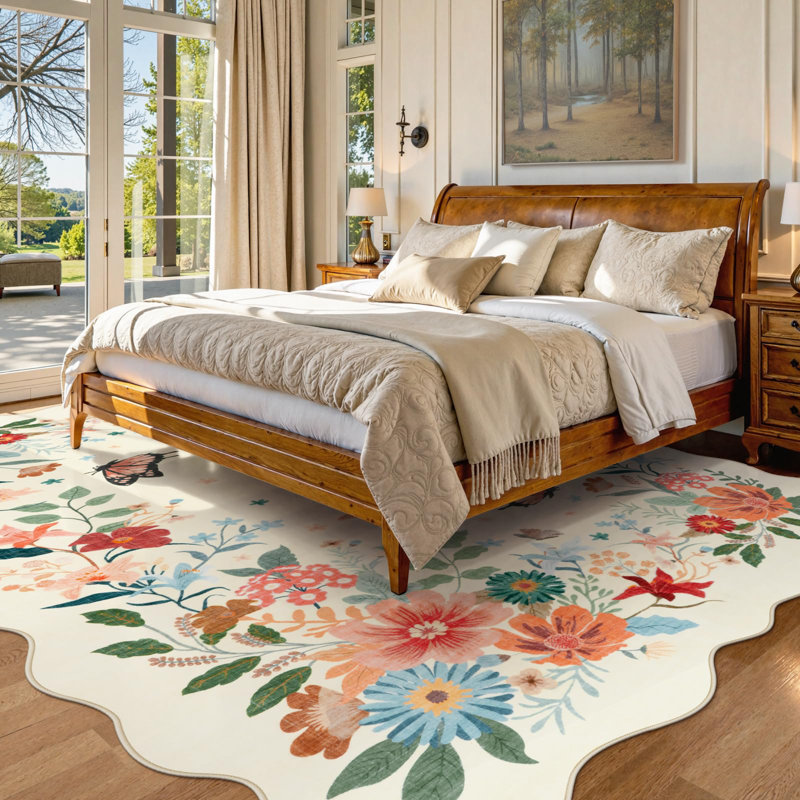 Tapis ultra-fin à motif floral Kaldi Boho, Rectangle 9 pi x 12 pi