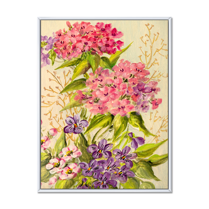 «Pink and Purple Wildflowers II», reproduction sur toile encadrée, H 20 po x l 12 po x P 1 po, Toile à cadre flottant blanc