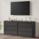 Table de chevet à 3 tiroirs grain de bois noir, commode PB avec poignées en bois, armoire de rangement anti-basculement