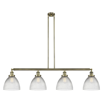 Seneca Falls - 4 Light - 51 inch - Antique Brass - Stem Hung - Adjustable Island Light