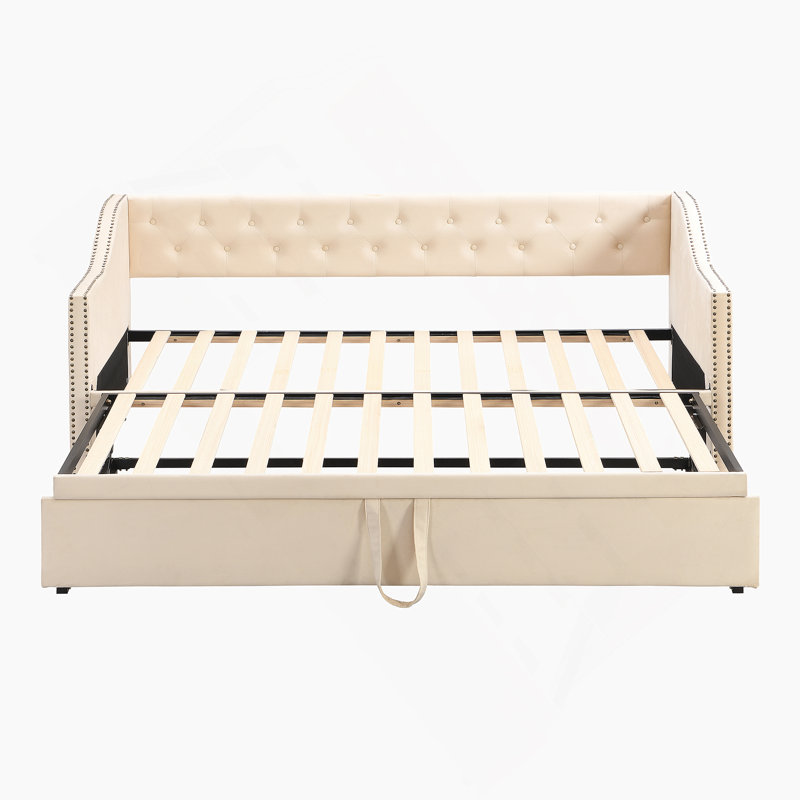 Lit de jour rembourré avec couchette Feaman, Beige