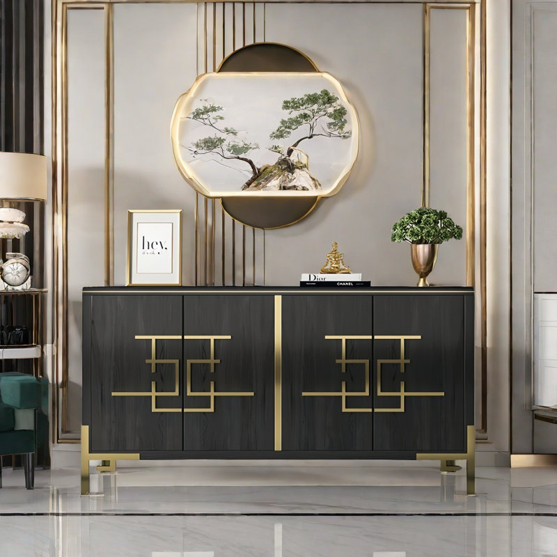 Buffet léger de luxe avec 4 portes, Gris