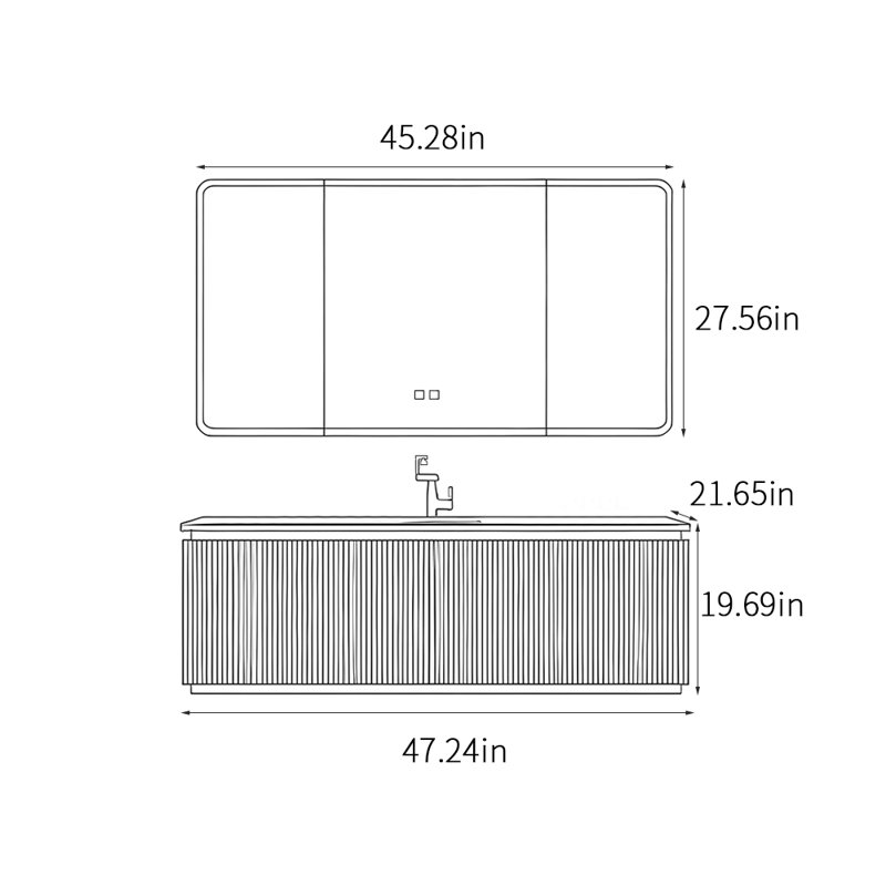 Modern French style bathroom cabinet, 19.69" H x 47.24" W x 21.65" D, Beige