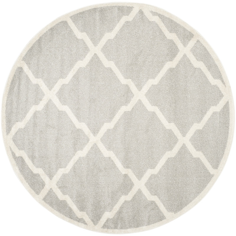Tapis géométrique gris clair / beige Ammundsen, Rond 5 pi