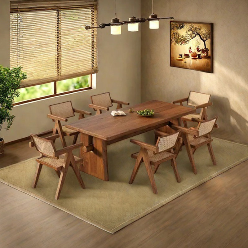 Ensemble de table de salle à manger en bois massif en orme, H 29,53 po x L 78,74 po x l 31,5 po
