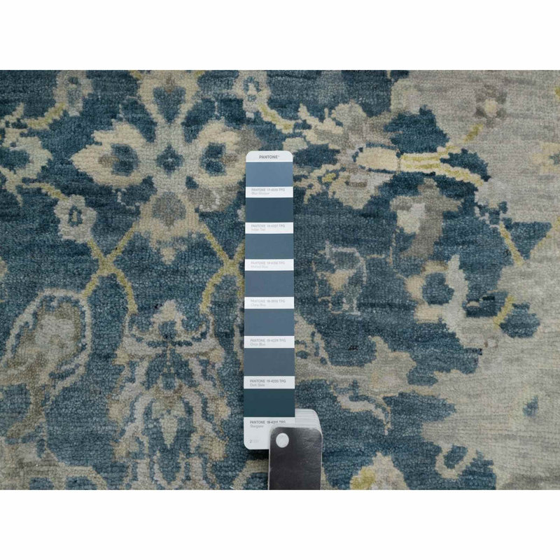Tapis 100% laine noué à la main 2 pi x 3 pi 1 po bleu Oushak 79241A9734AF4545822F3D3263E04791