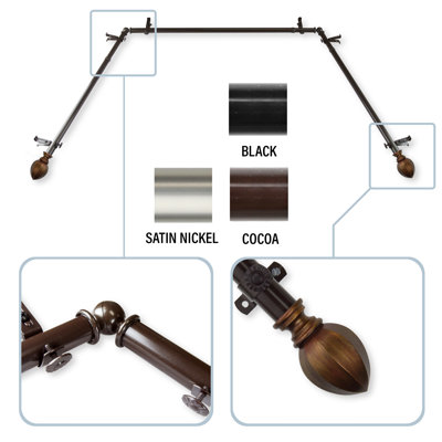 Judi Steel Adjustable Bay Window Single Curtain Rod