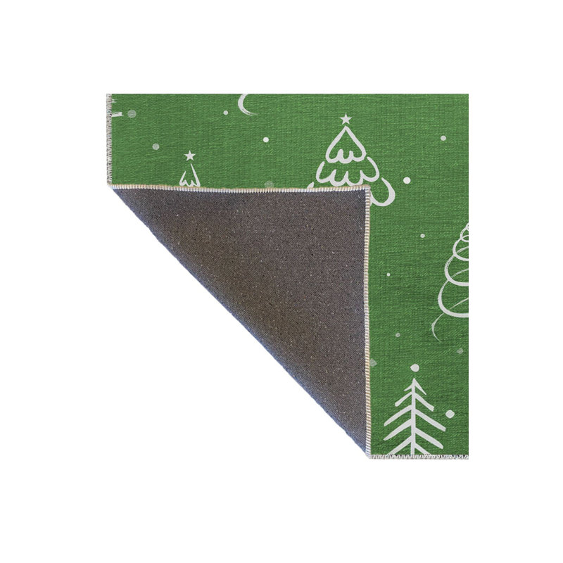 Tapis décoratif moderne vert à motif d'arbre et d'ornement, Sous-tapis rectangulaire de 3 pi 3 po x 4 pi 11 po