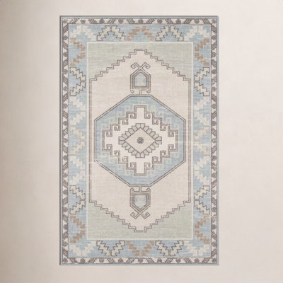 Fletcher Light Blue Beige Oriental Rug