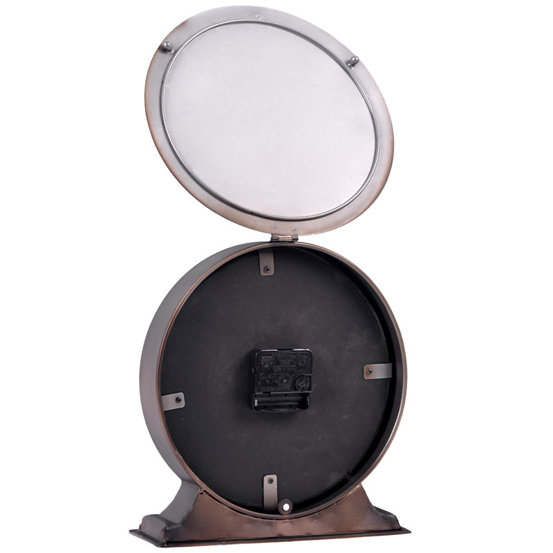 Analog Metal Quartz Movement / Crystal Tabletop Clock in Brown